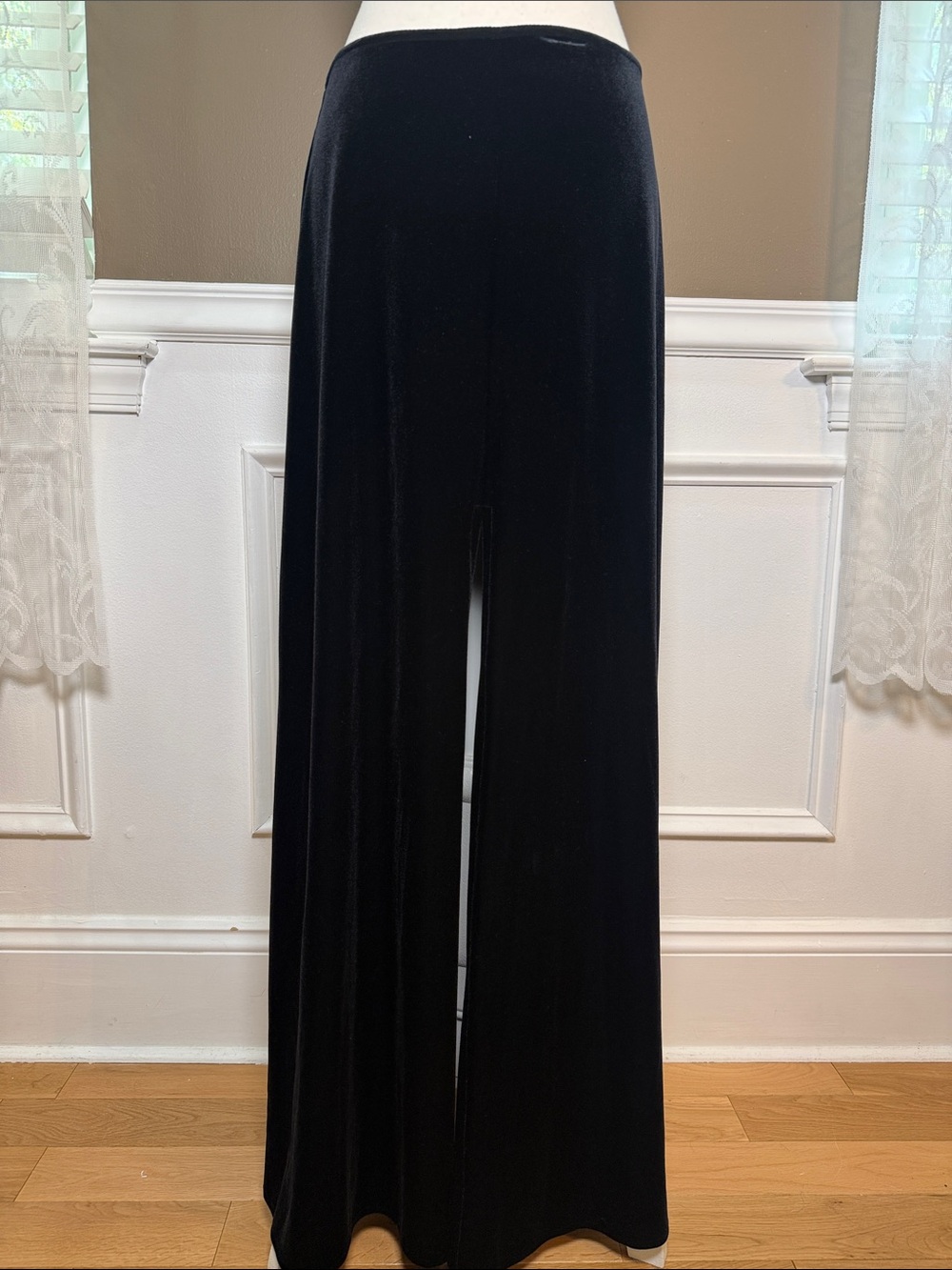 Vintage 90s Cache Black Velvet Maxi Skirt High Slit Size 10